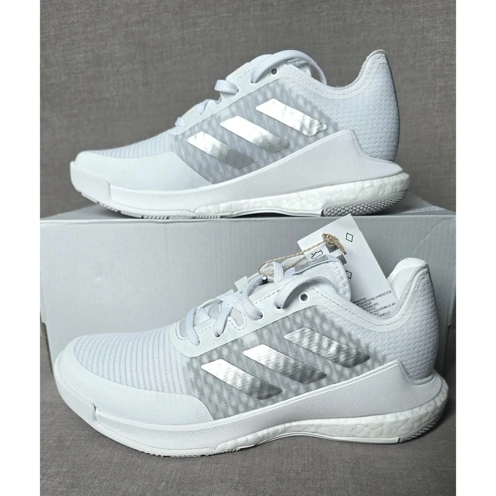 Adidas Crazyflight Indoor Court Shoes Volleyball Boost‎ White Silver NEW SZ 5.5